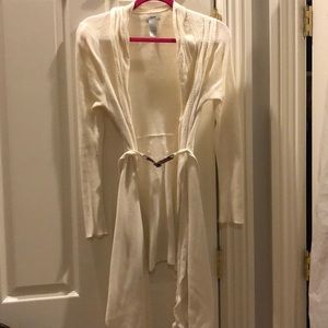 Off-white Belted Open Cardigan